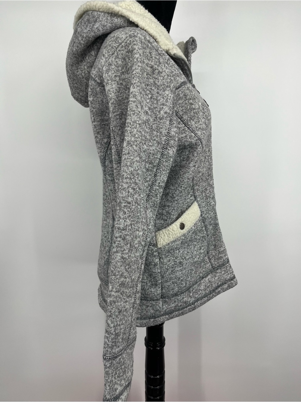 Snozu Light Heather Gray Sherpa-Lined Zip Hoodie Jacket - Picture 6 of 11